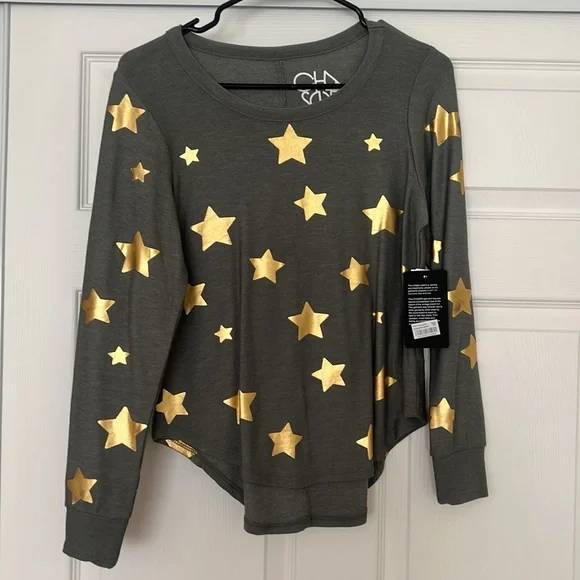 METALLIC STAR PRINT SWEATSHIRT IN SAFARI - Picture 5 of 8